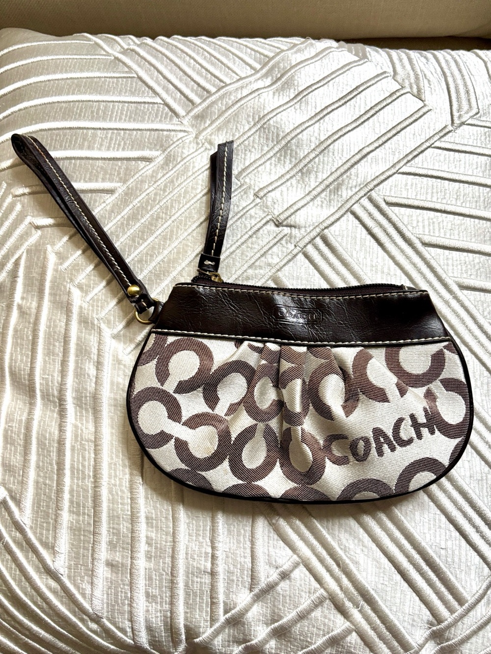 Coach Signature Print Wristlet/Pouch